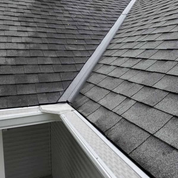Detailed view of seamless gutter corner installation
