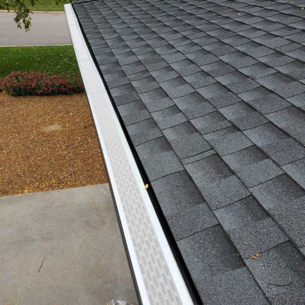 Close-up view of gutter guard protection system